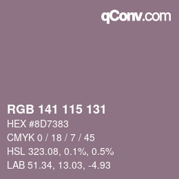 カラーコード: RGB 141 115 131 | qconv.com
