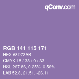 Color code: RGB 141 115 171 | qconv.com