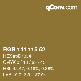 Color code: RGB 141 115 52 | qconv.com