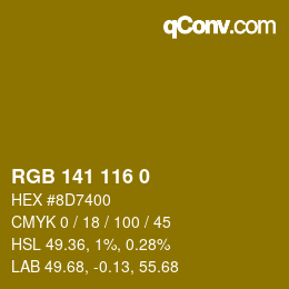 カラーコード: RGB 141 116 0 | qconv.com