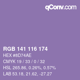 颜色代码: RGB 141 116 174 | qconv.com