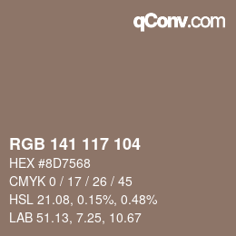 颜色代码: RGB 141 117 104 | qconv.com