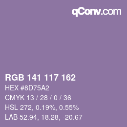 Color code: RGB 141 117 162 | qconv.com