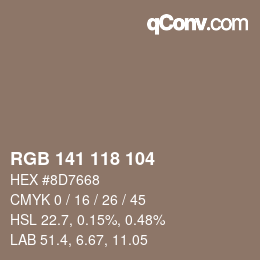 Farbcode: RGB 141 118 104 | qconv.com