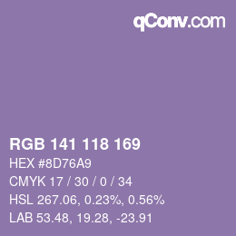 Color code: RGB 141 118 169 | qconv.com