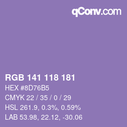 颜色代码: RGB 141 118 181 | qconv.com