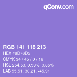 Color code: RGB 141 118 213 | qconv.com