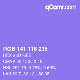 Color code: RGB 141 118 235 | qconv.com