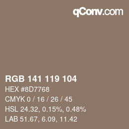 Código de color: RGB 141 119 104 | qconv.com
