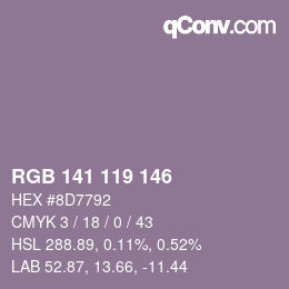 カラーコード: RGB 141 119 146 | qconv.com