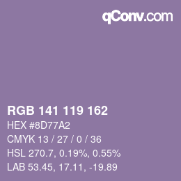 Color code: RGB 141 119 162 | qconv.com