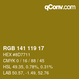 Color code: RGB 141 119 17 | qconv.com