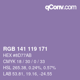 カラーコード: RGB 141 119 171 | qconv.com