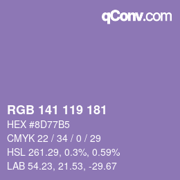 Farbcode: RGB 141 119 181 | qconv.com