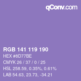 Color code: RGB 141 119 190 | qconv.com