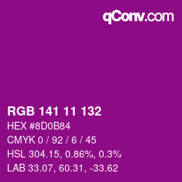 Color code: RGB 141 11 132 | qconv.com