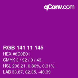 カラーコード: RGB 141 11 145 | qconv.com