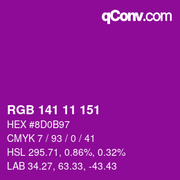 Color code: RGB 141 11 151 | qconv.com