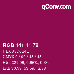 カラーコード: RGB 141 11 78 | qconv.com
