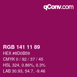 カラーコード: RGB 141 11 89 | qconv.com