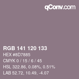 颜色代码: RGB 141 120 133 | qconv.com