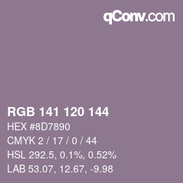 カラーコード: RGB 141 120 144 | qconv.com