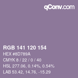 Color code: RGB 141 120 154 | qconv.com