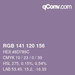 颜色代码: RGB 141 120 156 | qconv.com