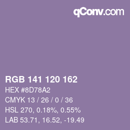 カラーコード: RGB 141 120 162 | qconv.com