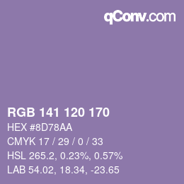 カラーコード: RGB 141 120 170 | qconv.com