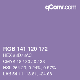 颜色代码: RGB 141 120 172 | qconv.com