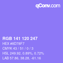 Color code: RGB 141 120 247 | qconv.com