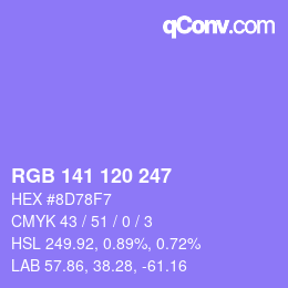 Color code: RGB 141 120 247 | qconv.com