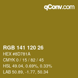 Farbcode: RGB 141 120 26 | qconv.com