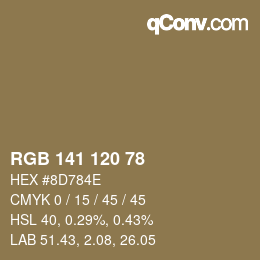 Código de color: RGB 141 120 78 | qconv.com
