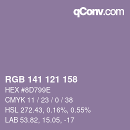 Color code: RGB 141 121 158 | qconv.com