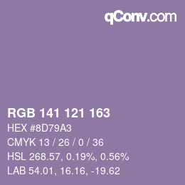 Color code: RGB 141 121 163 | qconv.com