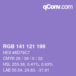 カラーコード: RGB 141 121 199 | qconv.com