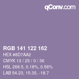 カラーコード: RGB 141 122 162 | qconv.com