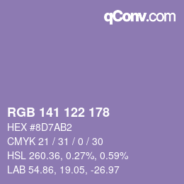 Código de color: RGB 141 122 178 | qconv.com