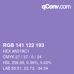 カラーコード: RGB 141 122 193 | qconv.com