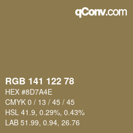 Farbcode: RGB 141 122 78 | qconv.com