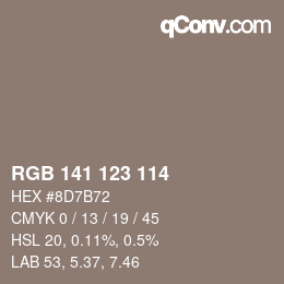 カラーコード: RGB 141 123 114 | qconv.com