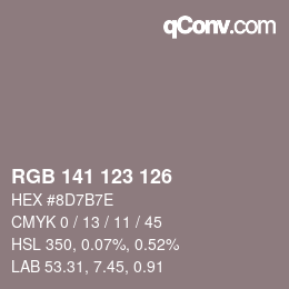 颜色代码: RGB 141 123 126 | qconv.com