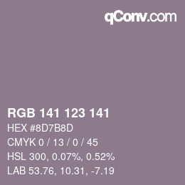 カラーコード: RGB 141 123 141 | qconv.com