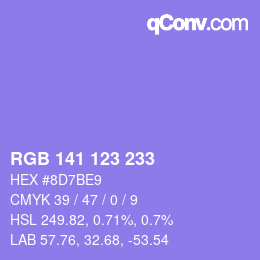 Color code: RGB 141 123 233 | qconv.com
