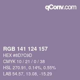 颜色代码: RGB 141 124 157 | qconv.com