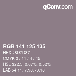 Color code: RGB 141 125 135 | qconv.com