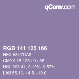 Farbcode: RGB 141 125 166 | qconv.com