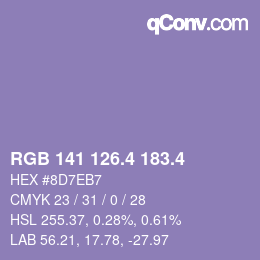 カラーコード: RGB 141 126.4 183.4 | qconv.com